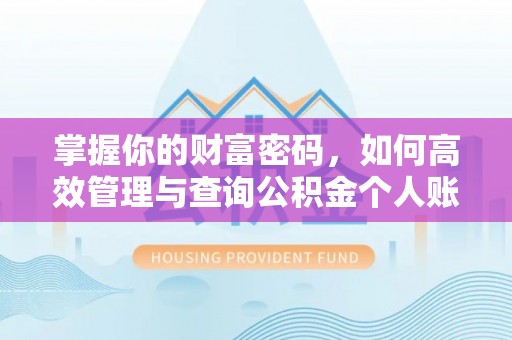 平阳掌握你的财富密码，如何高效管理与查询公积金个人账户信息